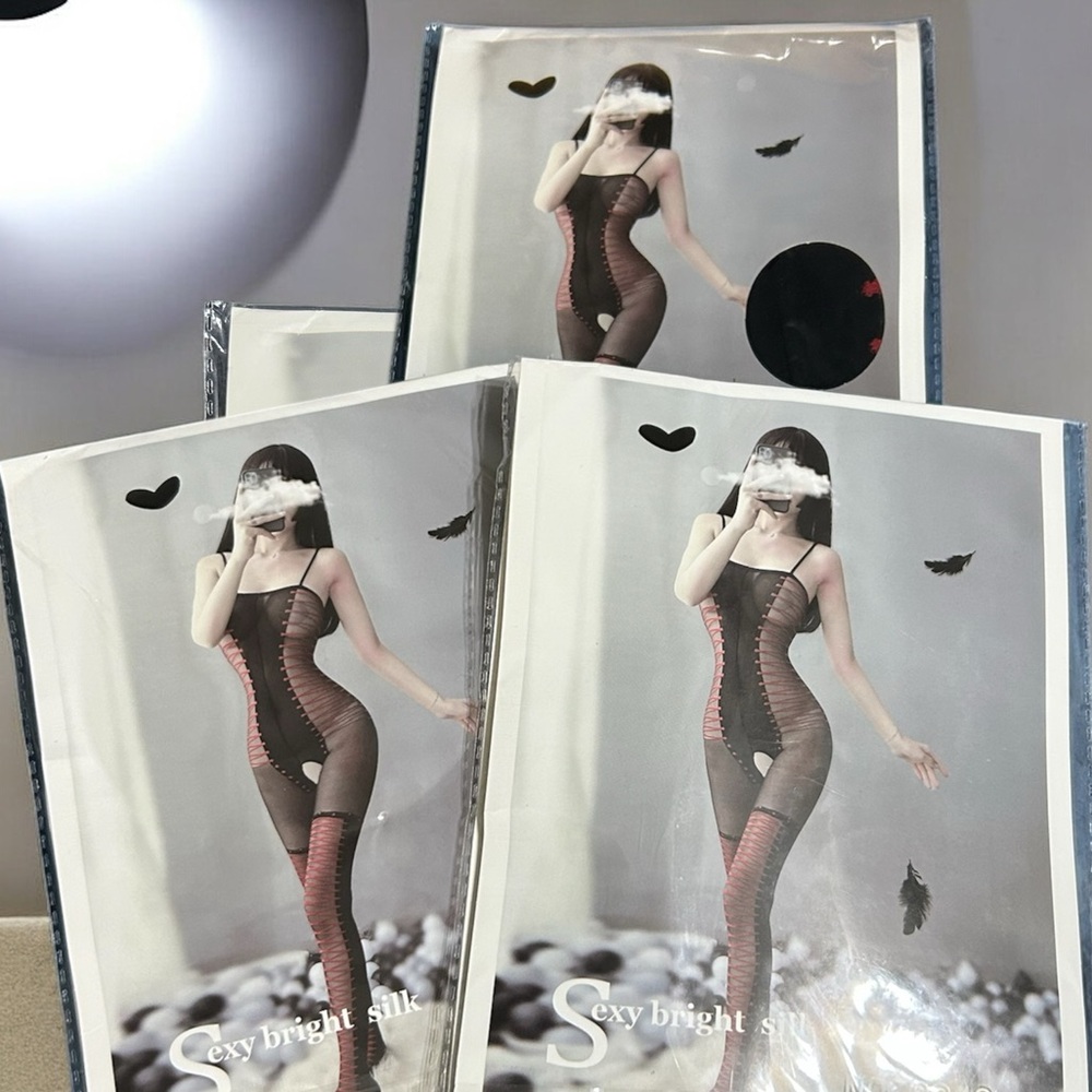 3/NewSets Of Sexy Sheer Black and Red Bodysuit